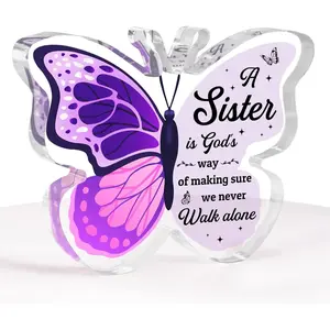 Birthday Gift for Sisters, Big Sis Presents for Christmas Mothers Day Graduation Sis Butterfly Acrylic Plaque 3.9" x3.3" Signs Heartwarming Messages Home Decor Products