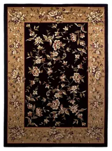 Kas Cambridge 7336 Black Beige Traditional Machinemade Rug