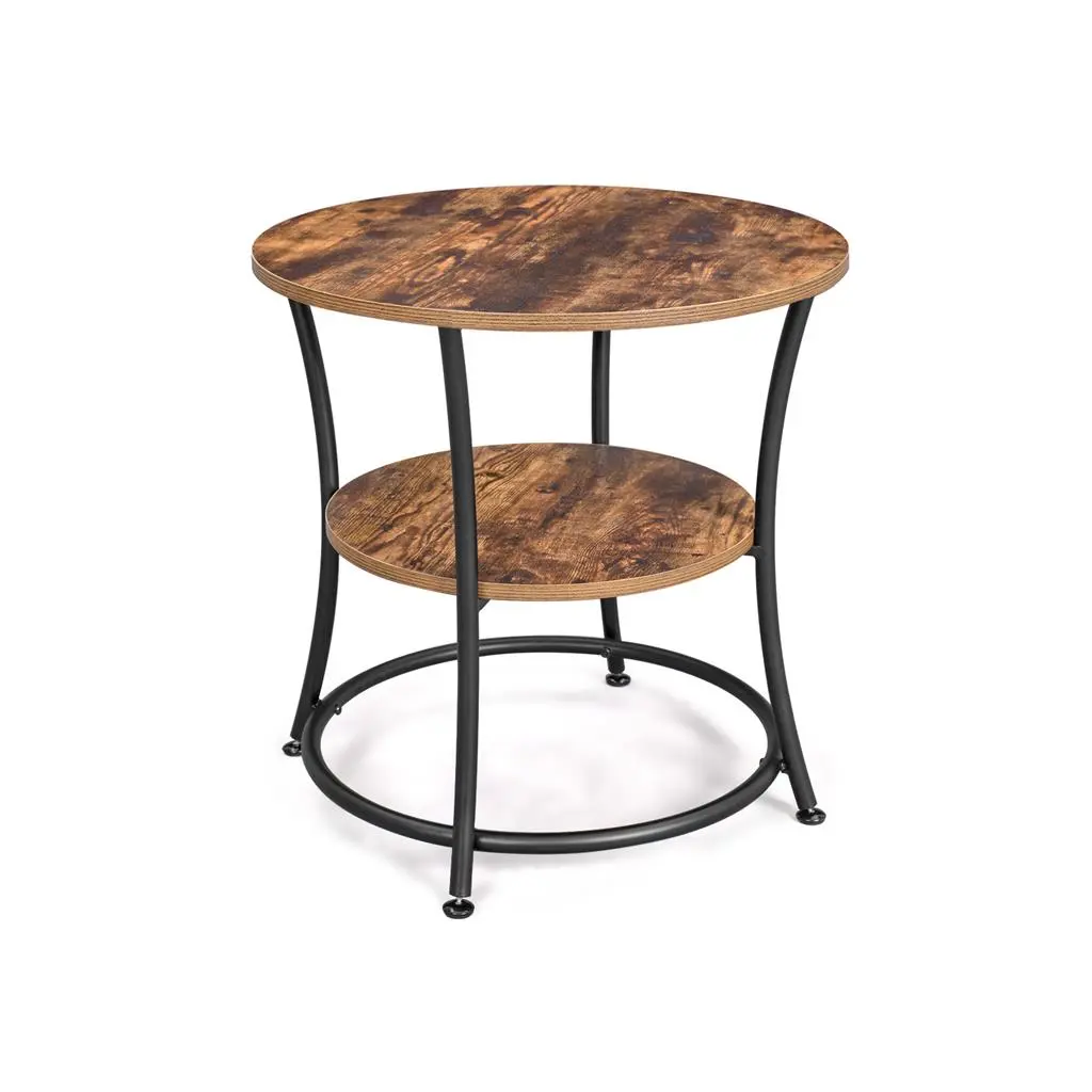 VASAGLE Modern Round End Table with 2 Shelves, Indoor Furniture for Living Room