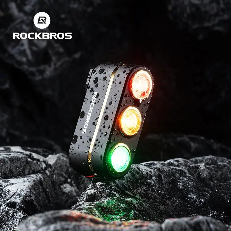 ROCKBROS 3-Color Light Bicycle Taillights Brake Sensor Cycling Rear Light 50H Long Battery Life Vibration Induction MTB Road Bike Night Safety Riding Equipment