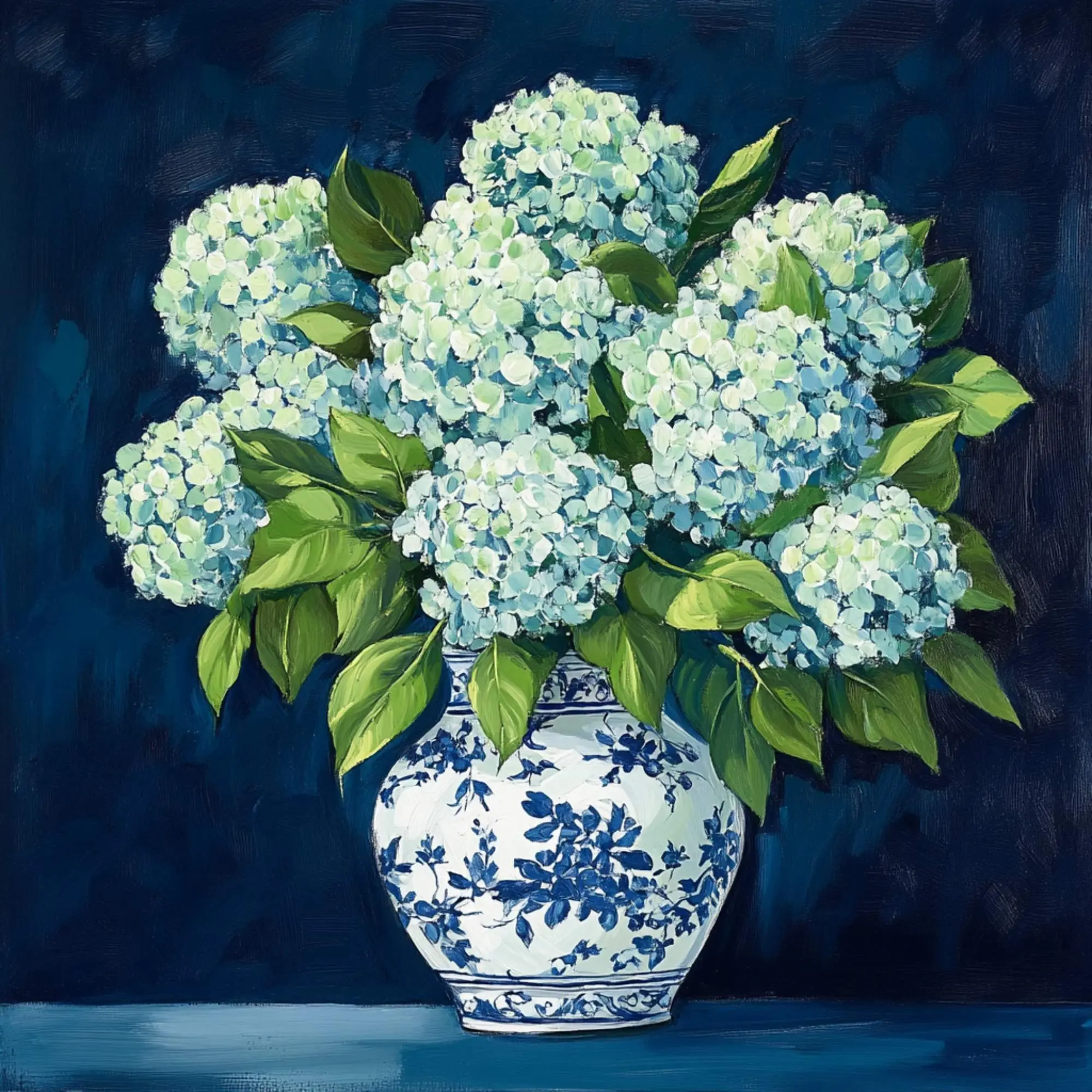 10" x 10" Chinoiserie Hydrangea Vase Sign TTE-260