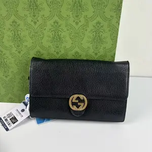 Pre-owned GUCCI Interlocking G Leather Chain Shoulder Bag
