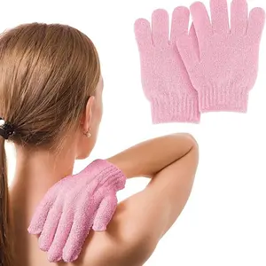 Exfoliating Bath Gloves - Body Scrub Bath Gloves - Deep Cleansing Sponge Towel - Deep Skin Exfoliation with Squash Brush - Body Exfoliator for Deep Cleansing and Skincare - Smooth and Soft Skin (4 pairs)