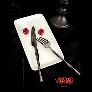 Gothic Skeleton Stainless Steel Cutlery Set Halloween Tableware - Goth decor, Punk home gift, Goth silverware set