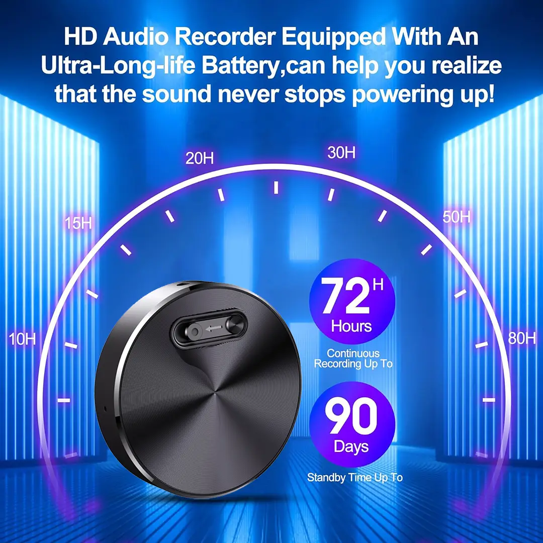 Smart Voice Recorder – One-Touch Recording, HD Noise Reduction，Long Battery, Large Storage, Support voice to text