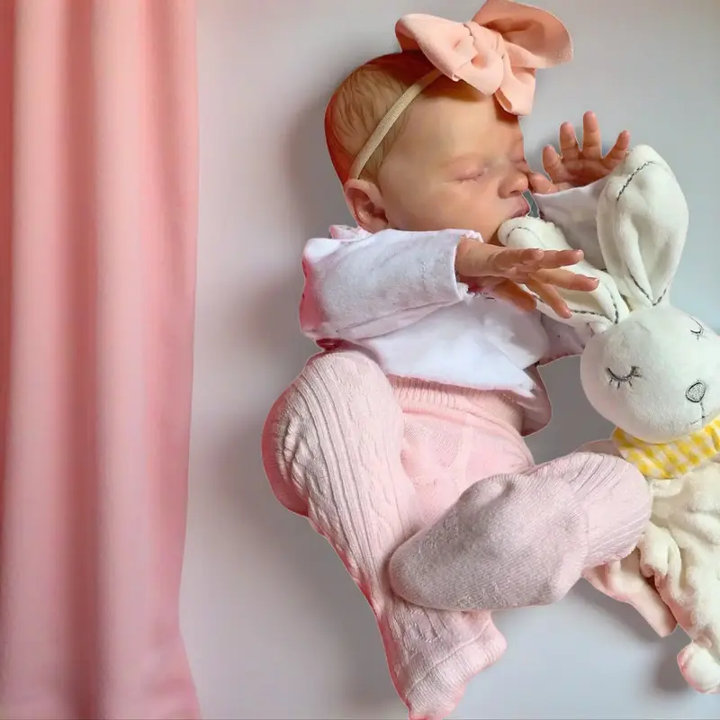 Poupée Reborn Silicone 19 Pouces (48 Cm) - Corps En Tissu - Bébé Réaliste Endormi - Neuve