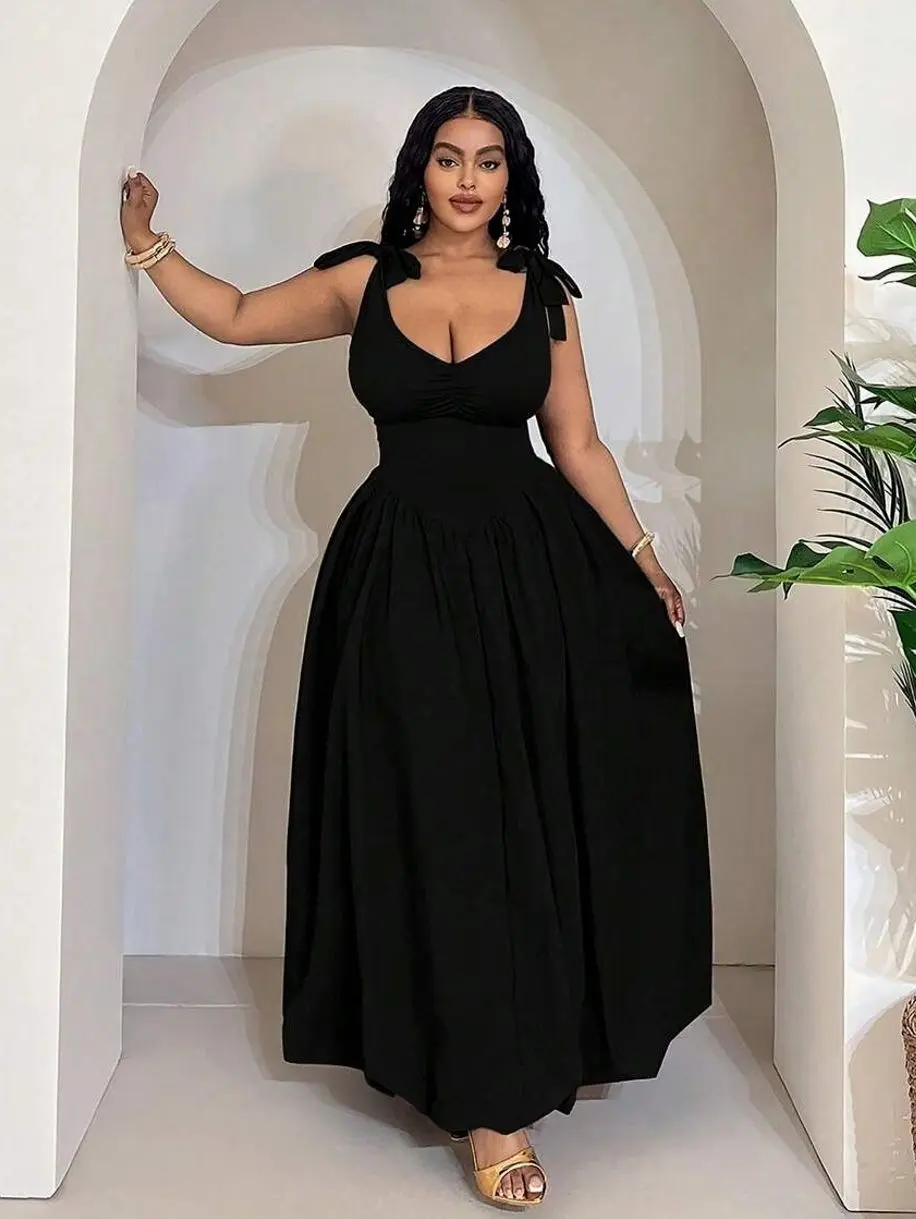 👗 Plus Size Elegant Mint Green Party Dress, Jacquard Puff Sleeve Maxi Dress For Weddings, Evenings And Summer Occasions.