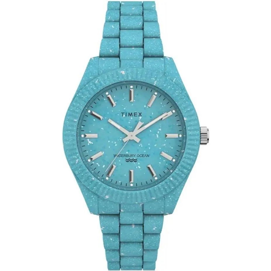 TIMEX Ladies' Waterbury Ocean 37mm Eco-Friendly Watch, Durable Recycled Plastic Case, Analog Dial with Deployment Clasp, 30M - 50M, Heat‑Resist Crystal