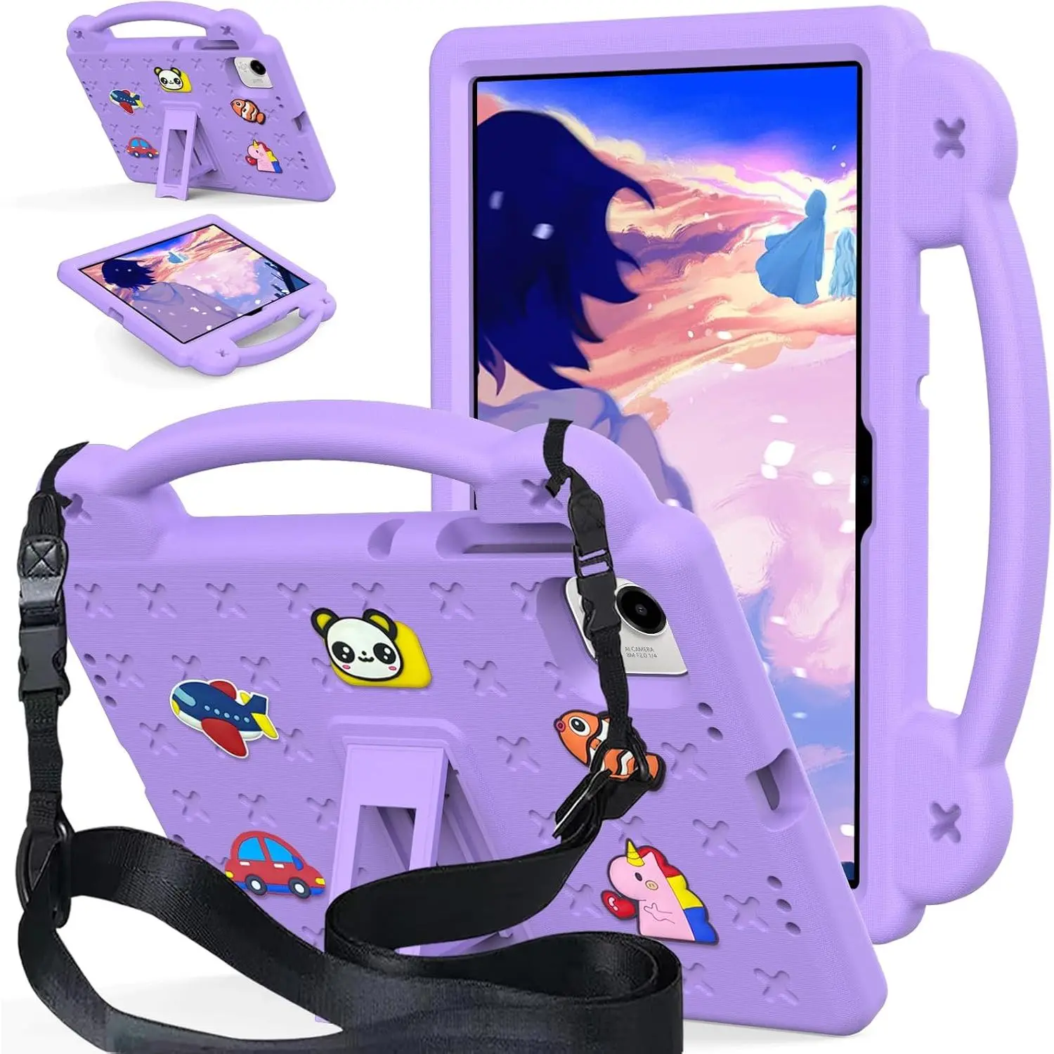 11.5 in EVA Shell Tablet Cover & Casing for Honor Pad X9a 2025 - Kids-Friendly, Foldable Stand Handle, Lightweight Shockproof Durable Protection, Shoulder Strap, Handheld Electronics Accessory