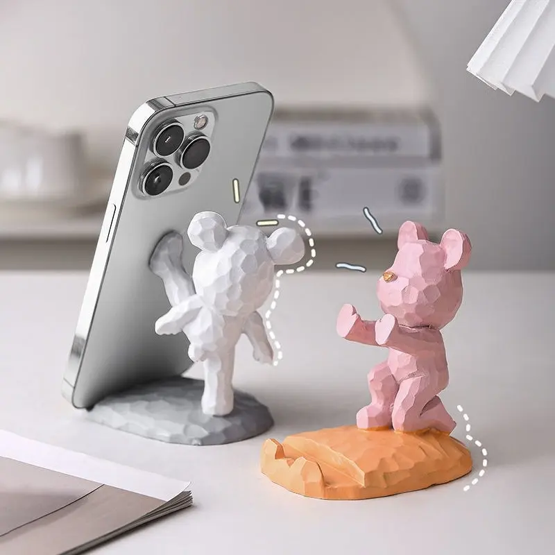 1pc Cute Bear Shape Phone Stand Decoration, Phone Holder, Phone Accessory Compatible, Compatible With Both Mobile Phone And Tablet, Suitable For Desk, Bedside, Living Room, Study, Bedroom, Gift, Etc. Birthday Gifts Graduation