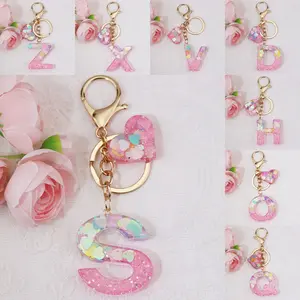 Women's Keychain Pendant Resin Letter Initial Charm, Butterfly Design, Perfect Gift for Women Daily Use, Durable & Stylish Accessory, Fashionable Alloy Keychain