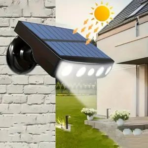 solar light, wall light with motion sensor, solar floodlight, simulated monitoring solar safety light, 3 lighting modes, used for outdoor gardens such as front door, backyard, steps, garage, and garden, Solar Spotlights