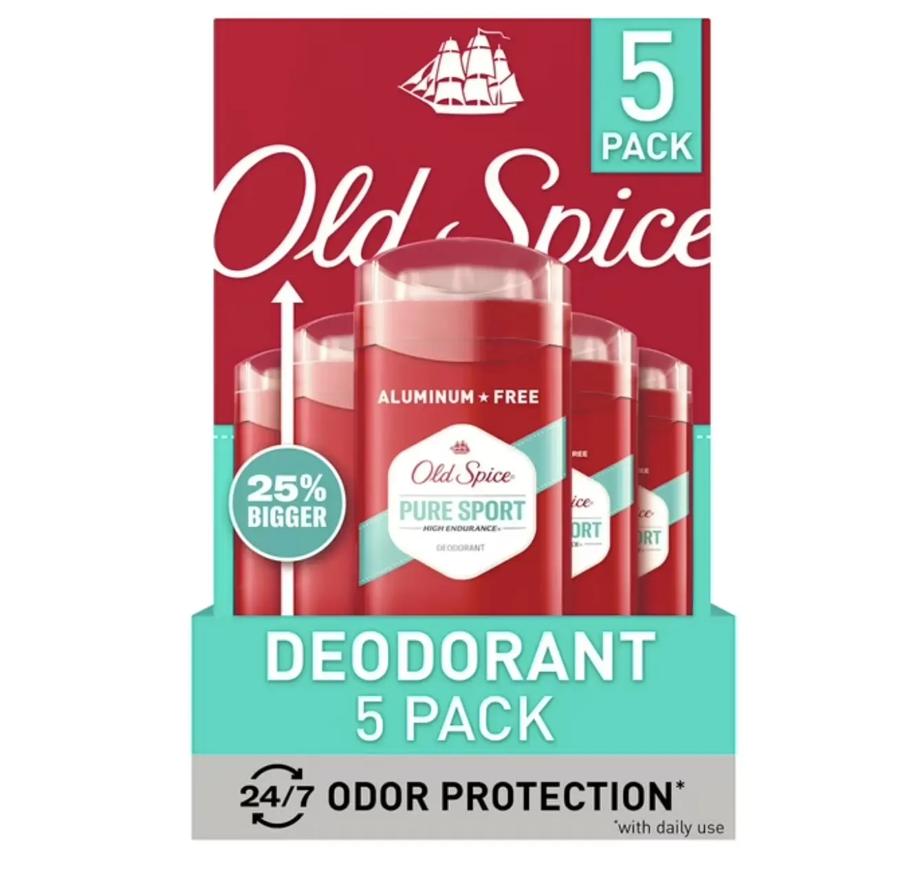 Old Spice High Endurance Pure Sport Deodorant - 48-Hr Protection, 3.0 oz, 5-Pack