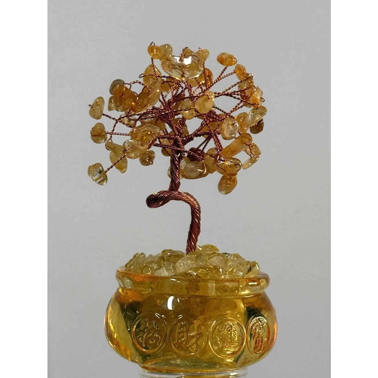 Crystal Tree Ornament with Glazed Bowl Base 12cm Decorative Gemstone Bonsai Figurine for Home Office Desk Decor