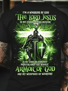 Plus Size Men's Christian Faith T-shirt - Cotton Y2K Street Style, God's Choice, Jesus Print, Suitable for Church, Casual Wear and Christian Gifts - Machine Washable Crew Neck Short Sleeve, Faith-based Fashion, Hip Hop Street Style, Men's Gift Idea