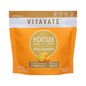 VITAVATE Focus | Natural Prebiotic Drink Mix - 15 Single-Serve Drink Mix Packs with Vitamins A, E, B6, Choline & Organic Agave Inulin for Mental Clarity & Focus