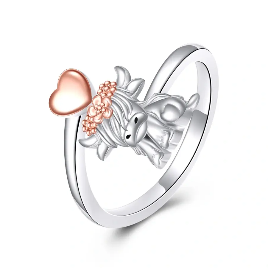 S925 sterling silver women's alpine cow open ring is a must-have gift for women. Suitable for sizes 6-9 Exquisite Trendy Ring Adjustable Open Rings Teardrop Bridal Rings