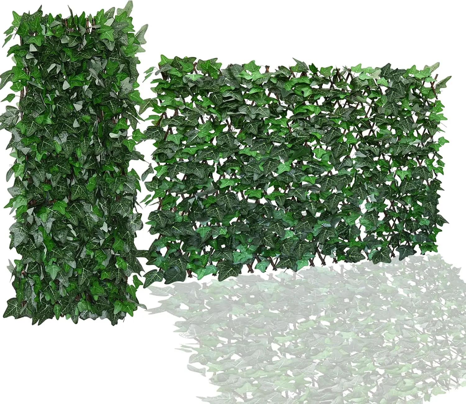 Expandable Faux Ivy Fence,Artificial  Screen Decor for Outdoor Wall, Balcony and Patio, Single Sided Leaves (1, Green-Ivy)