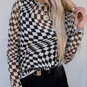 Checkered Mesh Top - Plus size included