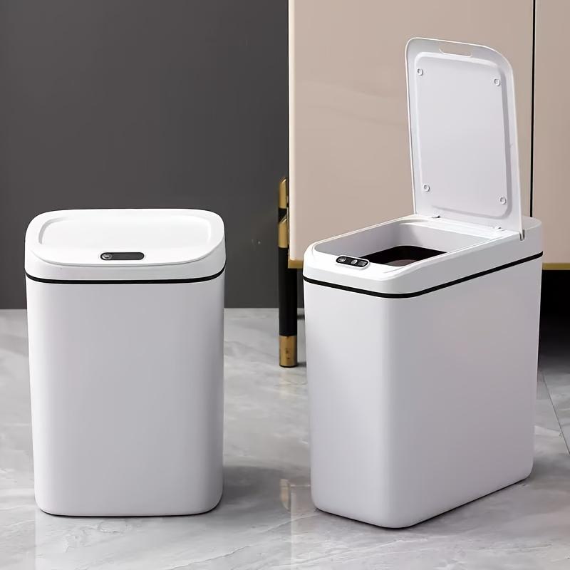 Motion-Activated Smart Trash Bin for Bathrooms, Featuring a Lid And Touchless Operation. Its Minimalist Design Makes It Ideal for Home, Kitchen, Office, Bathroom, And Outdoor Settings, Providing an Effective Solution for
