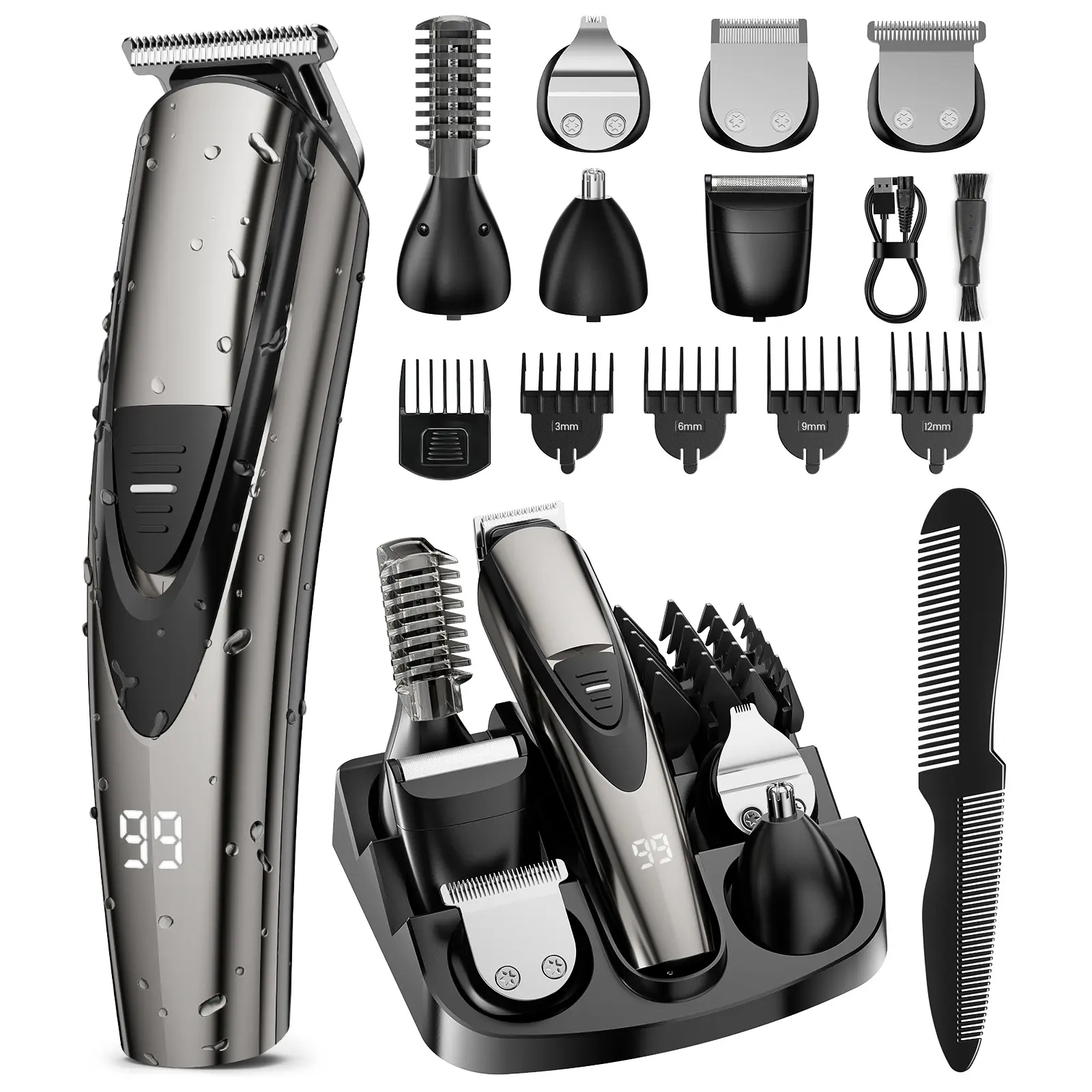 [Summer Finds]Beard Trimmer for Men SHPAVVER,17-Pc Set Rechargeable Hair Clippers Kit with Safety Lock,Mens Grooming Kit for Hair Beard Body & Nose,Gifts for Men Fathers Day Gift