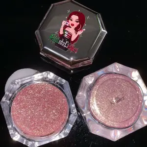 our show-stopping Icey Diamond Loose Highlighter - in Mines a beautiful Pink highlighter with gold holographic specks that shimmers and shifts to multiple glittering colors!