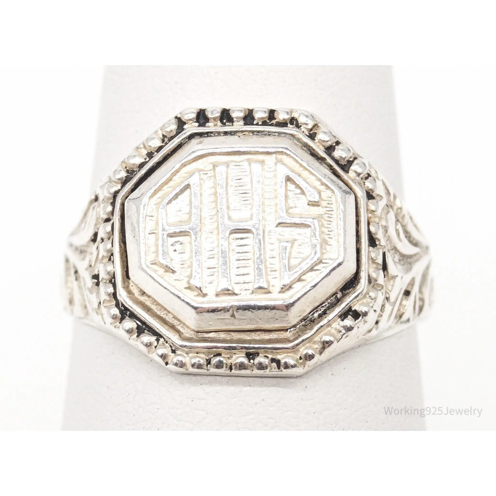 Antique AHS Initial Sterling Silver Ring Size 5.5