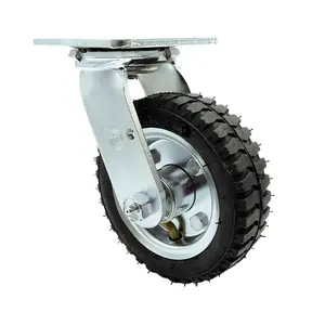 6 Inch Swivel Pneumatic Caster - Black Rubber Wheel - Heavy Duty Caster - 250 lbs. Capacity/Caster - Service Caster Brand