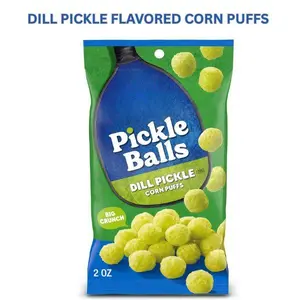 Dill Pickle Balls Snack – Crunchy Corn Puffs, Bold Pickle Flavor, 2oz Bag – Salty Party Snack for Adults & Kids, Gluten-Free, Pickle Lovers Treat