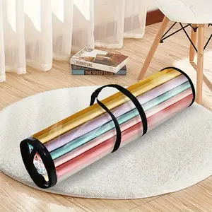 1pc Pack Transparent Product Packaging Organizer with Zipper and Handle, PVC Organizer for Wrapping Paper Storage - Save Storage Space - Easy to Carry, Gift Wrap Storage