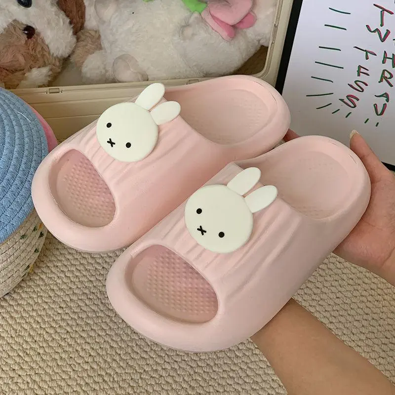 Kawaii Miffy Rabbit Slippers for Women Summer Outerwear Cute Cartoon Girlish Thick-soled Home Anti-slip Indoor Cooling Slippers