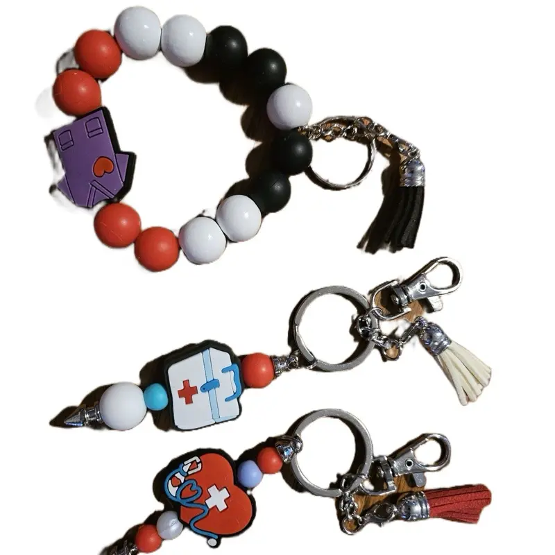 Nurse Keychains with Colorful Beads and Medical Themed Charms for Medical Professionals and Nursing Students