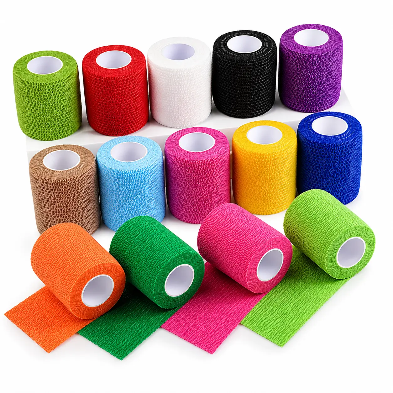 15 Pack Colorful Self Adhesive Bandage Wrap, 3 Inch Wide Cohesive Athletic Wrap, Easy Tear Breathable Sports Tape for Wrist, Ankle & Pets