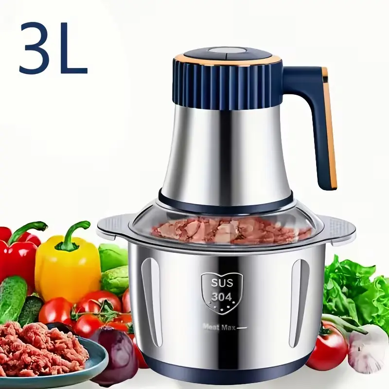 5L Electric Meat Grinder Food Chopper 304 Stainless Steel Bowl 5 Speed 500W Powerful Motor 6 Blades Food Processor for Meat Vegetables Garlic Baby Food