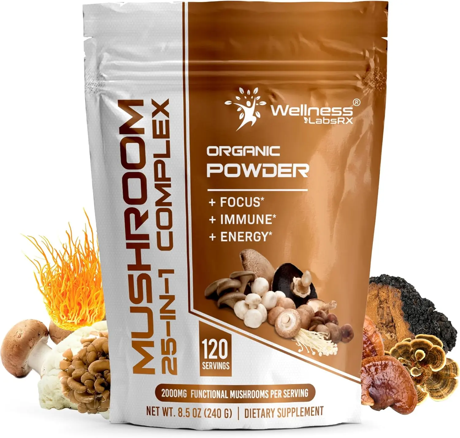 Organic 25-in-1 Mushroom Powder 2000mg Per Serving – 120 Servings Organic 25-in-1 Mushroom Powder 2000mg Per Serving – 120 Servings