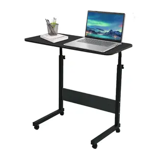 Standing Desk Adjustable Height, Mobile Stand Up Desk with laptop with Lockable Wheels, Computer Workstations, Lift Desk Sturdy Ergonomic, White/Black