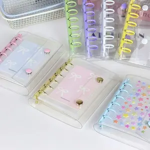 1PC Multi-color Loose-leaf Storage Binder, made of transparent and durable material, cute and healing style, flexible loose-leaf rings with decorative accessories, for storing nail art stickers, suitable for home, office, and travel
