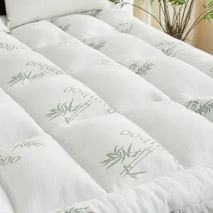 【SummerVibes】 3inch Bamboo Mattress Topper, 1600GSM Ultra-Thick Memory Foam filled, Breathable Bamboo Viscose Air Layer, Soft Pillow Top Mattress Pad with Stretchable Pockets for 8-21 inches Mattress, DOWNCOOL#Summervibes#Mother's day gift