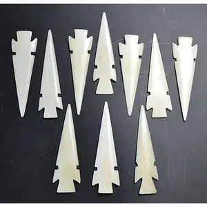 Bone Arrowhead Charms Set of 10 — 3 Inch Carved Amulet Talisman Set