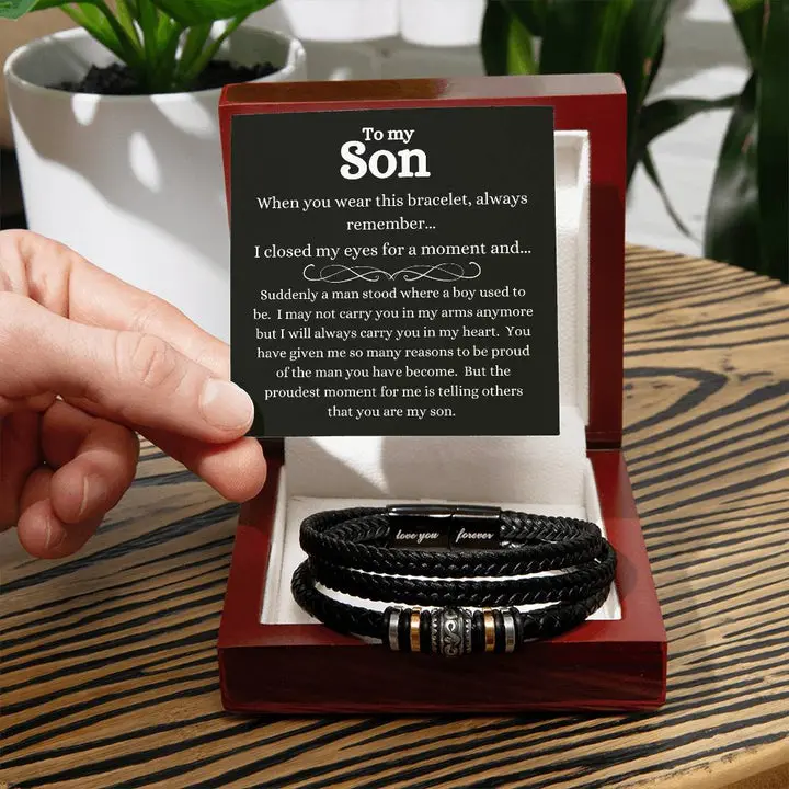 To My Son Bracelet, Bracelet For Son From Mom, Dad, Parents, Gift For Son's Birthday, Christmas Elegant Minimalist Bangle