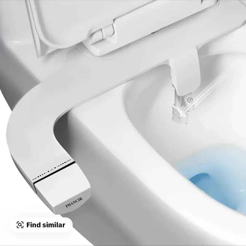 ￼ PHANCIR Ultra-Slim Bidet Attachment for Toilet, Dual Nozzle with Self Cleaning Attachment adjustable water pressure Spray Bathroom