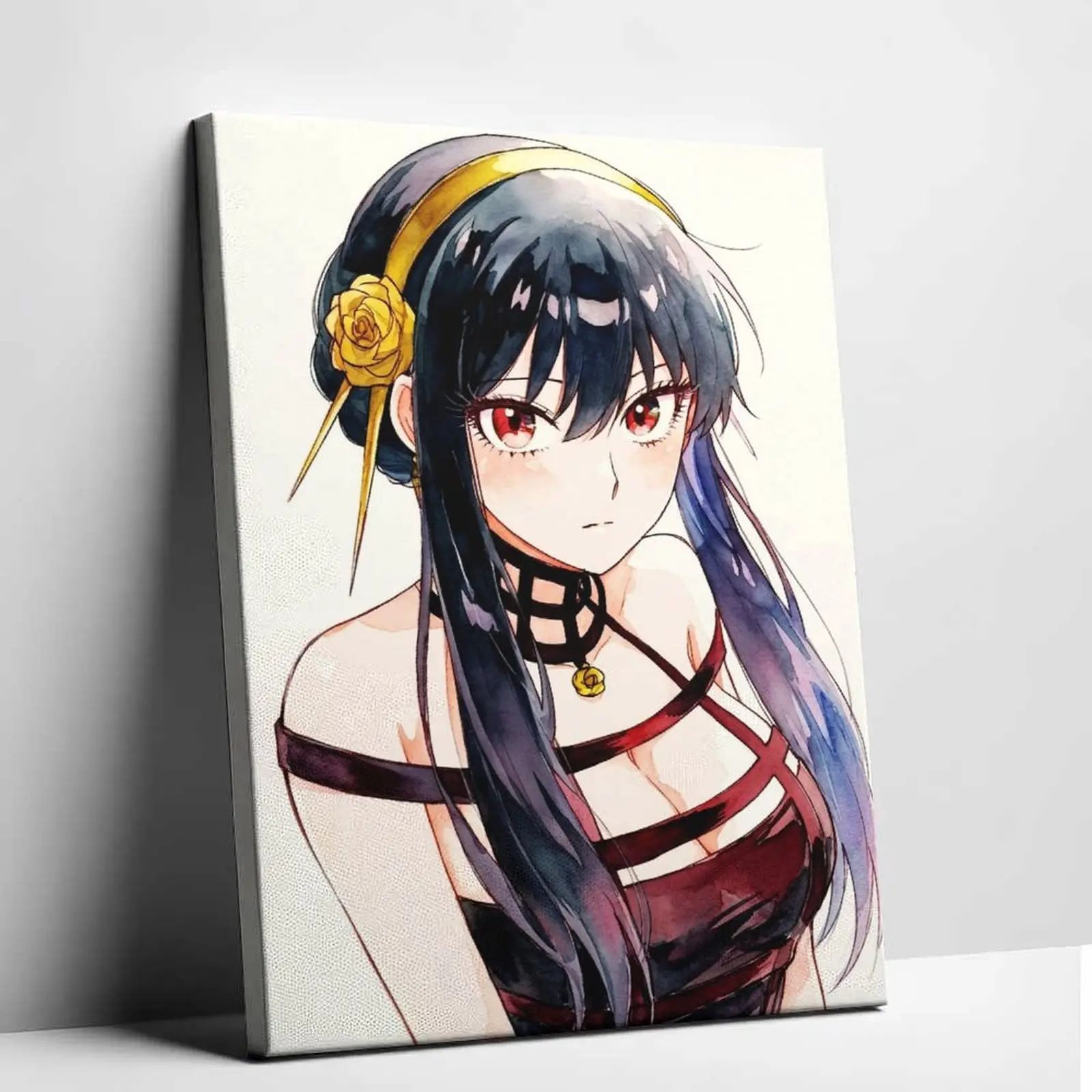 Thorn Princess (Yor Forger) Aesthetic Canvas Print - Vibrant Red Eyes Anime Poster, Bedroom Decor for Weebs & Gamers Gift for Spy x Family Fans