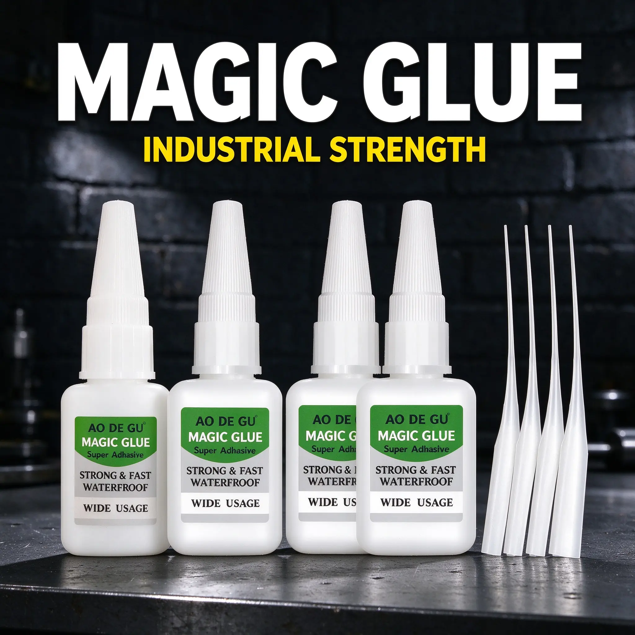 Magic Glue 4 Pack - Industrial Strength Instant Adhesive with Precision Tips | Waterproof Strong Bond for Metal Plastic Wood Ceramic Leather Shoe Tool Home Repair and DIY Users