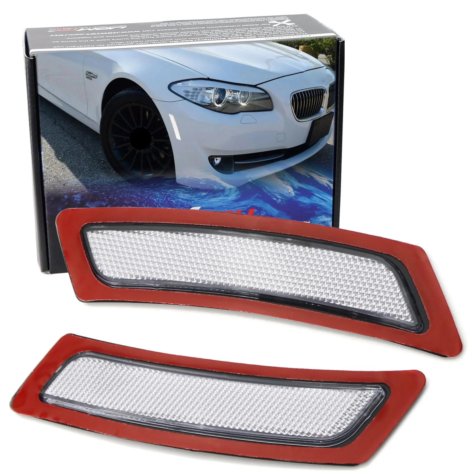 iJDMTOY Crystal Clear Lens Front Bumper Side Markers For 2011-16 BMW F10/F11 5 Series 525i 528i 530i 535i 545i 550i M5