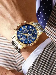 POEDAGAR luxury business and leisure multifunctional stainless steel quartz men's watch, a durable timepiece suitable for daily wear and outdoor activities Business Fashion Watches