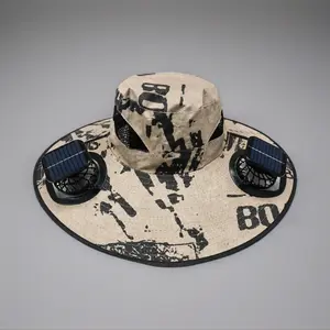 Solar Powered Fan Hat Solar Cooling Fan Sun Hat Solar Fan Sun Hat for Men Women Solar Powered Cooling Sun Hat Solar Fan Bucket Hat Solar Charging Fan Sun Hat Solar Powered Outdoor Cooling Hat Solar Panel Fan Hat
