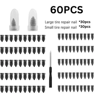 Tire Repair Rubber Nails Kit with 2 Sizes for Car/Motorcycle/Truck/Tractor, Fast Self-service Screw Rubber Nail Vacuum Tire Puncture Repair Tool
