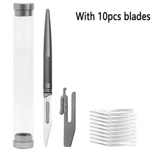 Titanium Carving Knife, Handmade DIY Tool, Paper Cutting Instrument, Includes 10 Replaceable Blades, Ideal for Craft Enthusiasts