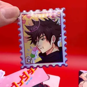 Megumi Stamp Sticker Holographic Jujutsu Kaisen Snack Time - Strong Magnetic Sticky Labels for Anime Enthusiasts & Otaku - High Quality Glossy Image Laminated for Durability