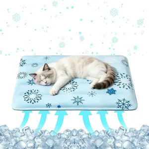 Pet Ice Pad Cooling Mat, Dog Summer Cool Pad, Cat Ice Bed Sleep Mat, Kitten Bed, Outdoor Self-Cooling Pad, Blue Snowflake Design, Kitty